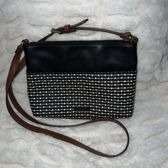 Fossil Fiona Small Striped Crossbody Bag Purse Handbag Great‎ Condition - Picture 1 of 6